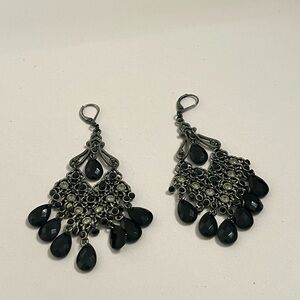 Black and Gunmetal Chandelier Earrings